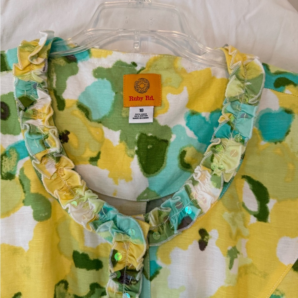 Ruby Rd. Yellow and Green Button Down Shirt